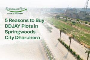Springwoods City DDJAY residential plots in Dharuhera with gated community, greenery, and wide roads